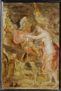Venus seuraa Marsia sotaan (maalaus puulle) tekijältä Peter Paul Rubens