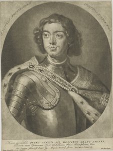 Keisari Pietari I Suuren muotokuva 1672-1725, um 1700. tekijältä Peter Schenk