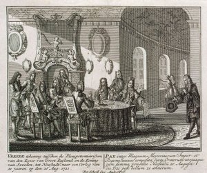 Nystadin rauhansopimus solmittiin 20. elokuuta 1721. tekijältä Peter Schenk the Younger