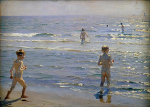 Badende Jungen. Sonnenschein. Skagen tekijältä Peder Severin Krøyer