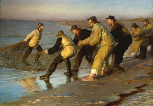 Fischer ziehen on Skagener Strand Netze tekijältä Peder Severin Krøyer