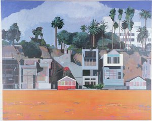 Houses Under the Cliff, Santa Monica, USA, 2002 (öljy pellavalle)