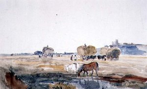 Lincoln Hayfield (akvarelli paperille) tekijältä Peter de Wint