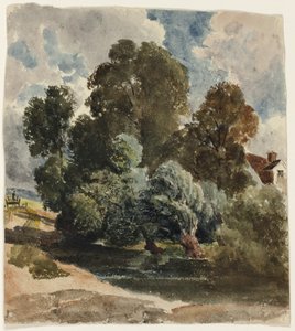Grove of Trees (recto), Sketch of Aderley Church (verso) tekijältä Peter de Wint
