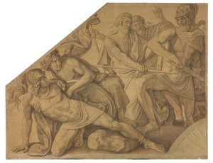 Der Zweikampf zwischen Ajax und Hektor. Karton zu den Deckenbildern der Münchner Glyptothek