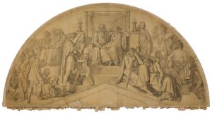 Orpheus in der Unterwelt, Bogenfeld. Karton zu den Deckenbildern der Münchner Glyptothek