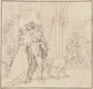 Seitsemän piirrosta Nibelungeneista: 4. Siegfried valmistautuu metsästykseen. 1812-17