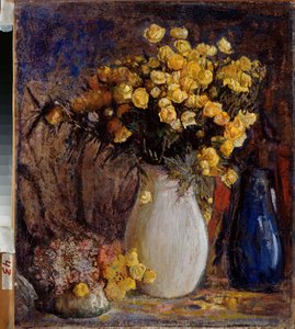 Nenuphars dans un vase blanc (Vesi liljat valkoisessa kannussa) - Pjotr ​​Ivanovitš Petrovitševin (Pjotr ​​Petrovitšev) (1874-1947) maalaus, öljy kankaalle - Venäjän taidetta 1800-1900-luvun lopulla, modernismi - Valtion V Surikovin taidemuseo, Krasnojarsk