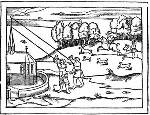 Astrolabien avulla tornin korkeuden laskeminen, 1539
