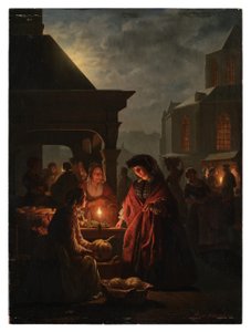 Groenmarkt Haagissa yöllä tekijältä Petrus van Schendel