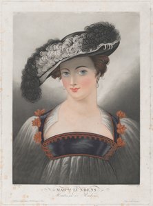 Muotokuva Susanna Lundenista, leveälierinen höyhenhattu, n. 1809-35.. tekijältä Philibert Louis Debucourt