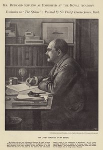 Rudyard Kiplingin muotokuva näytteillä Royal Academyssa (litho) tekijältä Philip (after) Burne Jones