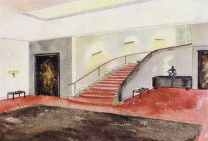 1930-luvun sisätilat: Portaikko (väri litho)