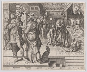 Jonadab Neuvonta Amnon, Tarina Tamarin ja Amnonista, levy 1, 1559., tekijältä Philip Galle