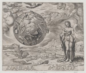 Mies Born to Toil, teoksesta Työn ja ahkeruuden palkkio, levy 1, 1572, 1572.