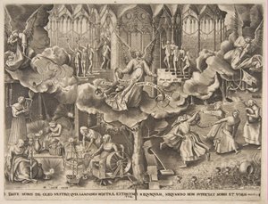 Vertaus viisaista ja tyhmistä neitsyistä, n. 1560-63. tekijältä Philip Galle