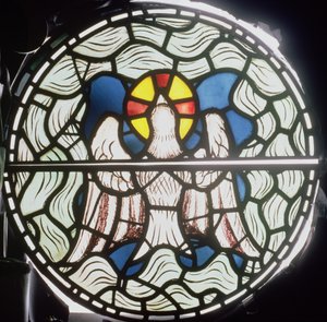 Pyhä Henki, yksityiskohta luomisen ikkunasta, 1861, lasimaalaukset, yksityiskohta 120153:sta tekijältä Philip Webb