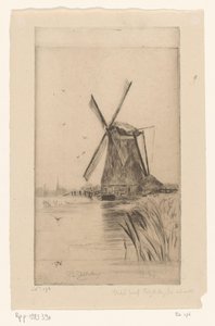 Tuulimylly maisemassa Mon Moulin (alkuperäinen nimi) tekijältä Philip Zilcken (signed by artist)