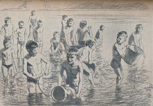 Poikien kylpeminen, 1911 tekijältä Philipp Franck