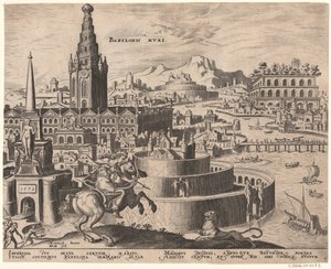 Die Mauern von Babylon sarjasta Maailman kahdeksas ihme Maarten van Heemskerckin jälkeen, 1572 tekijältä Philipp Galle