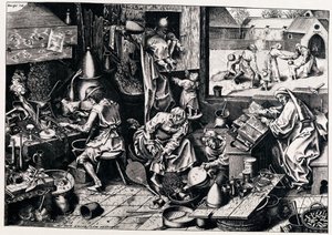 Alkemisti, 1558 tekijältä Philipp Galle