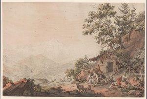 Acaba la família en una casa a la muntanya tekijältä Philipp Jacques Loutherbourg (I) (attributed to)