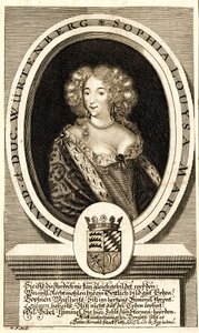 Sophie Louisen muotokuva Württemberg-Stuttgartista 1642-1702, Margravine..., n. 1680. tekijältä Philipp Kilian