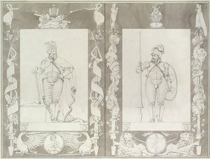 Charlemagne (742-814) ja Heymon, 1804-5 (kynä, muste ja pesu paperille) tekijältä Philipp Otto Runge