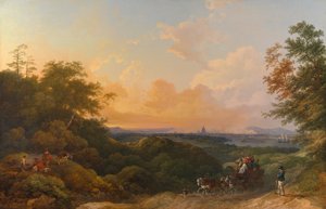 The Evening Coach, London in the Distance tekijältä Philippe-Jacques de Loutherbourg