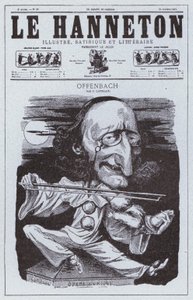 Karikatyyri saksalaissyntyisestä ranskalaisesta säveltäjästä Jacques Offenbachista (litho) tekijältä Philippe Auguste Cattelain