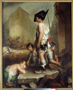 Heinäkuun vallankumous: "Les Trois Glorieuses: les petits patriotes" Nuoret kapinoivat barrikadeilla Pariisissa. Philippe Auguste Jeanronin (1809-1877) maalaus 1830 Caen. Kuvataidemuseo