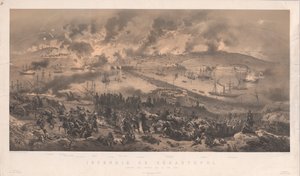 Sevastopolin tulipalo. Venäläisten vetäytyminen pohjoisrannikolla, 1855. tekijältä Philippe Benoist