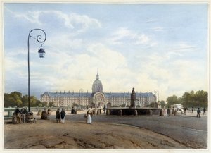 Hôtel des Invalides nähtynä Champ de Mars -kadulta - teoksessa "Kävely Pariisissa ja sen ympäristössä", kirjoittaneet Jacottet ja Benoist, toim. Gihaut tekijältä Philippe Benoist