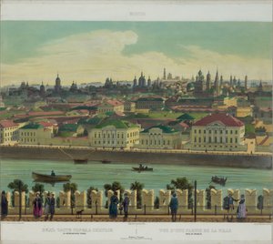 Näkymä Zamoskvorechyeen Kremlin muurilla Moskovan panoraamanäkymästä 10 osassa, n. 1848 tekijältä Philippe Benoist