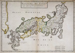 Japanin maantieteellinen kartta, jonka teki isä Philippe Briet, jesuiitta ja ranskalainen tutkija (1601-1668). Pariisi, NL tekijältä Philippe Briet