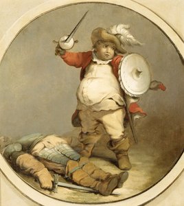 Falstaff with the Body of Hotspur, n. 1786 (öljy paperille) tekijältä Philippe Jacques de Loutherbourg