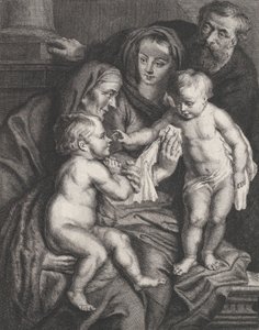 Pyhä perhe Pyhän Elisabetin ja pikkulapsen Pyhän Johannes Kastajan kanssa, n. 1615-75. tekijältä Philippe Joseph Tassaert