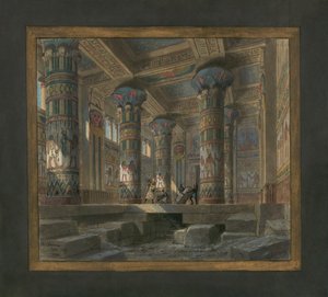 Scenografia Philippe Chaperonista Giuseppe Verdin (1813-1901) oopperaan Aida: Isisin temppeli