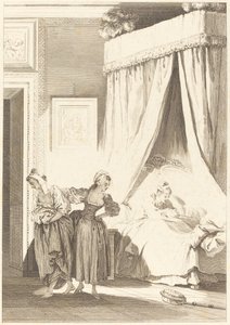 Vedonlyönti kolmesta juoruista: Palvelija tekijältä Philippe Triere and Antoine Jean Duclos after Jean Honoré Fragonard