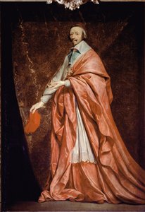 Kokopitkä muotokuva Armand Jean du Plessisistä, kardinaali de Richelieusta, Ludvig XIII:n ministeristä - öljy kankaalle tekijältä Philippe de Champaigne