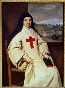 Äidin Angelique Arnauldin muotokuva Jacqueline Marie Arnauld dit Angelique Arnauld (1591-1661), Port Royal des champsin (Port-Royal-des-Champs) luostari, ranskalaisen jansenismin hahmo”” Philippe de Champaignen (1602-1674) maalaus tekijältä Philippe de Champaigne
