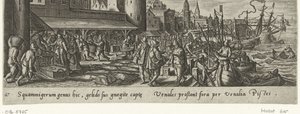 Vismarkt Jacht en visvangst (sarjan nimi) Metsästys, kalastus ja metsästystyypit (sarjan nimi) tekijältä Philips Galle (attributed to workshop of)
