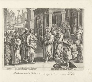Paavali riitelee velho Elymasin kanssa Apostolien teot (sarjan nimi) Acta Apostolorum (sarjan nimi) tekijältä Philips Galle (possibly)