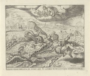 Kalat sylkevät Joonan maahan History of Jonah (sarjan nimi) tekijältä Philips Galle