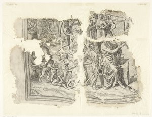 Cebesin kohtauksen vedoksen vasen alakulma Tabula Cebetis Carta Vitae (alkuperäinen nimi) tekijältä Philips Galle