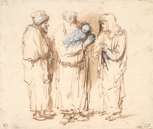 Scrooge amb el Nen Crist, Anna i una tercera figura acaben