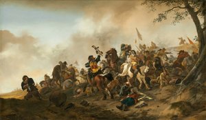Taistelukohtaus, c. 16451646. tekijältä Philips Wouwerman