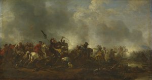 Ratsuväki hyökkää jalkaväkeen, 1656-1668 tekijältä Philips Wouwerman