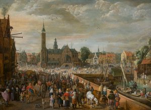 Näkymä Grote Marktille Lierissä, 1600-luvun alku. tekijältä Philips de Momper the Elder