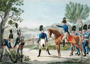 Uudet keisarilliset kuninkaalliset Itävallan Pontonniersit Napoleonin sotien jälkeen, n. 1820 (värilitho) tekijältä Phillip von (after) Stubenrauch